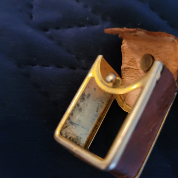 Vintage Miniature Deck Of Cards Leather Keychain Fob Brass Frame Italian Leather - Picture 8 of 8